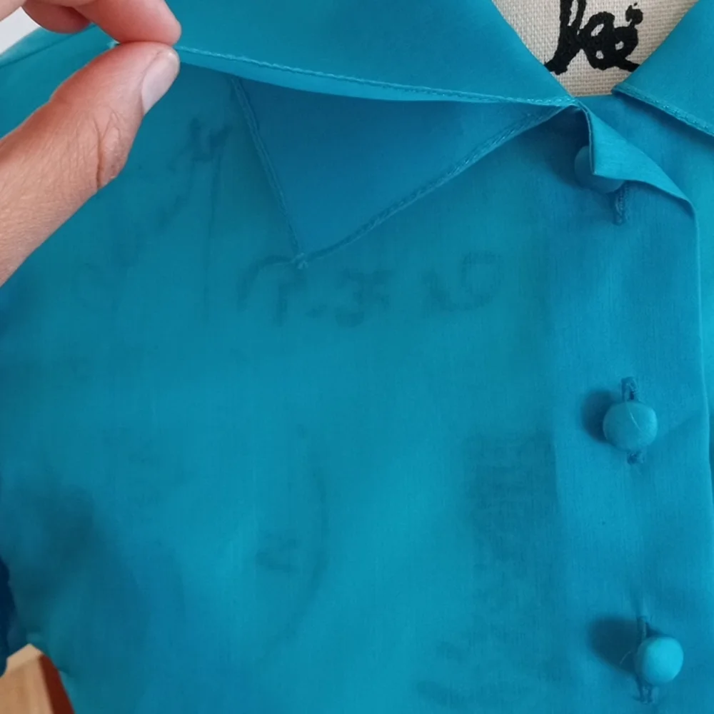 Ralph Lauren purple label women's blouse 100% silk size 6 turquoise color - Picture 6 of 17